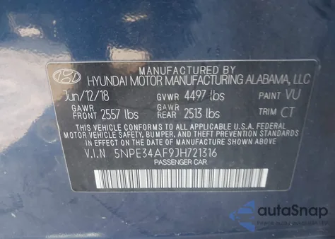 2018 Hyundai Sonata Sport+ из США, поврежденный, VIN 5NPE34AF9JH721316